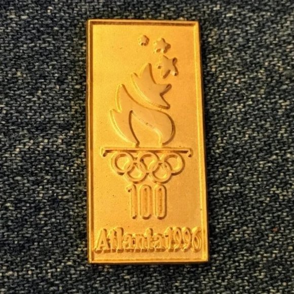 Vintage Pin & 1996 Atlanta Olympic Tie by Ralph Marlin with Games Torch Logo Pin - Picture 4 of 4